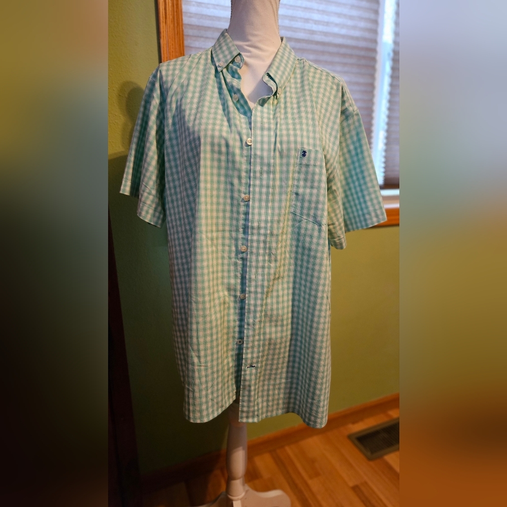 Izod Green Checkered Shirt Xl